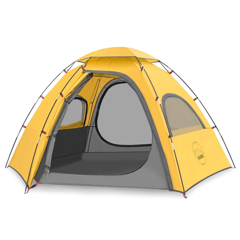 KAZOO Outdoor Family Tent Durable Lightweight, Waterproof Camping Tents Easy Setup, Beach Screen Tent Sun Shade 3 Person (Yellow) - Image 1